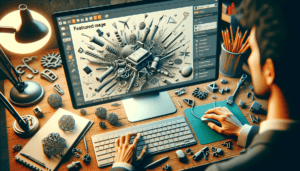 Featured image showing Tinkercad parts and scribble tool being used to design a 3D model